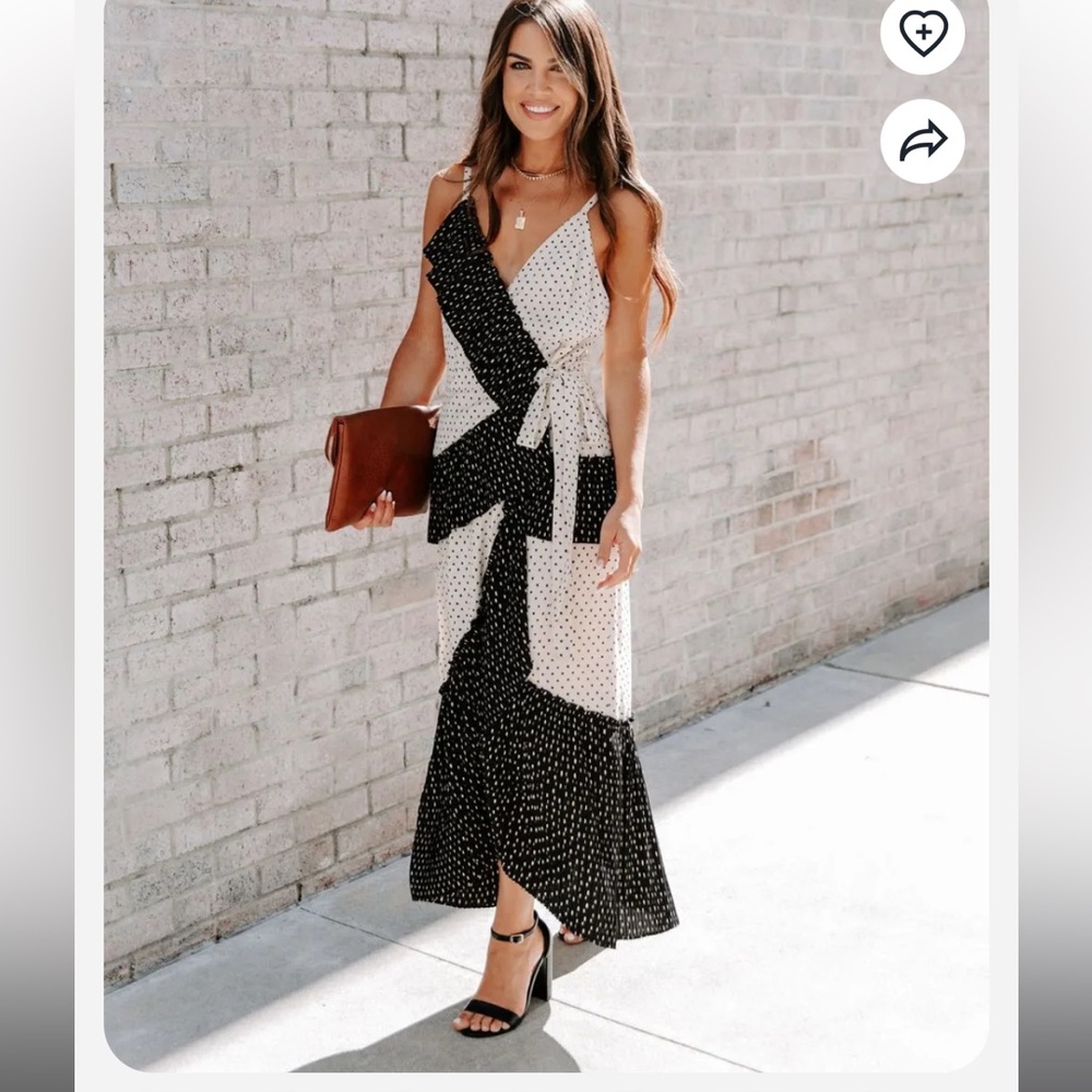 Black & White Polka Dot Asymmetrical Dress